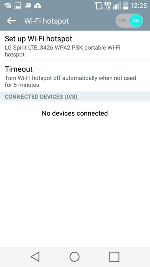 Your phone is now set up for use as a modem