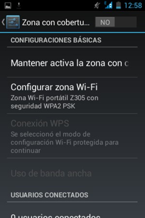 Seleccione Configurar Zona Wi-Fi