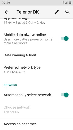 Turn off Automatically select network