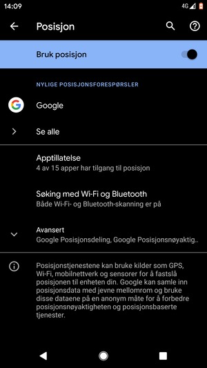 Slå av Bruk posisjon