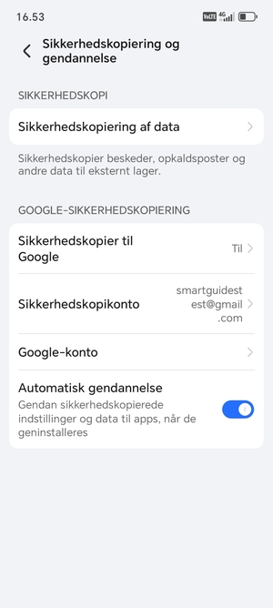 Vælg Sikkerhedskopikonto