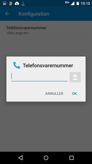 Indtast Telefonsvarernummer og vælg OK