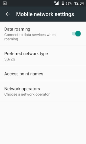 Turn Data roaming on or off