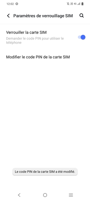 Votre code PIN de la carte SIM a été modifié