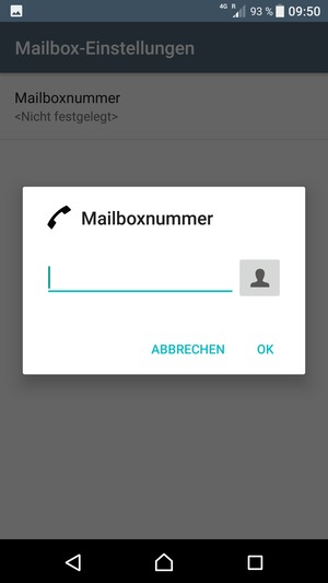 Geben Sie die Mailboxnummer ein und wählen Sie OK