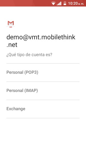 Seleccione Personal (POP3) o Personal (IMAP)