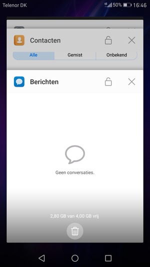 Selecteer het Verwijderen-pictogram om alle actieve apps te sluiten