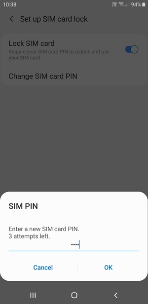 Enter your New SIM card PIN and select OK