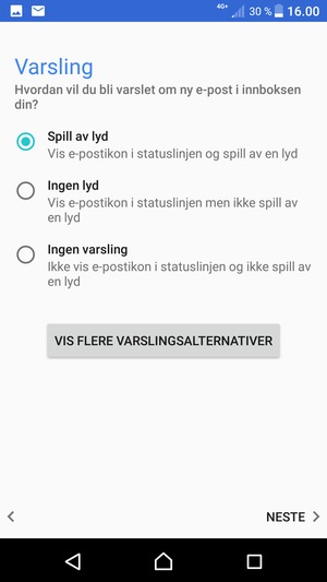 Velg ønsket alternativ og velg NESTE