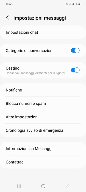 Seleziona Altre impostazioni