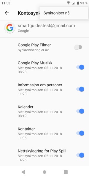 Velg Synkroniser nå