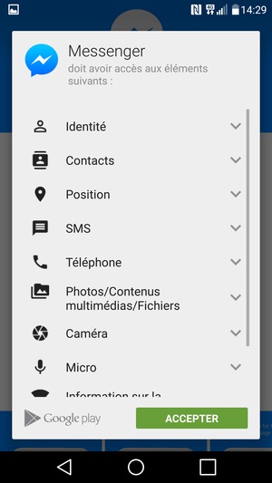 Sélectionnez ACCEPTER