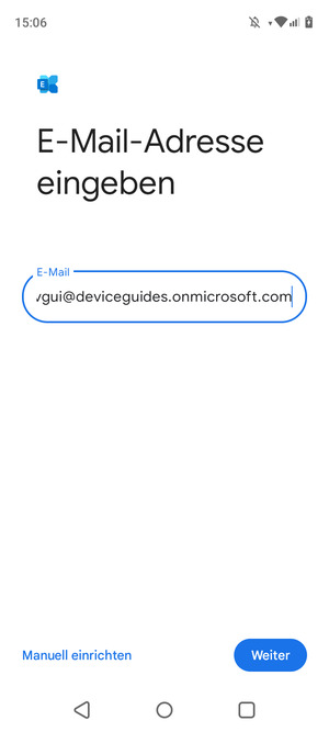Geben Sie Ihre E-Mail-Adresse ein und wählen Sie Manuell einrichten
