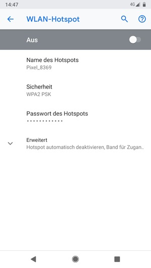 Wählen Sie Passwort des Hotspots