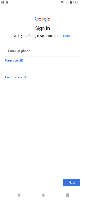 Enter your Gmail address and select Next
