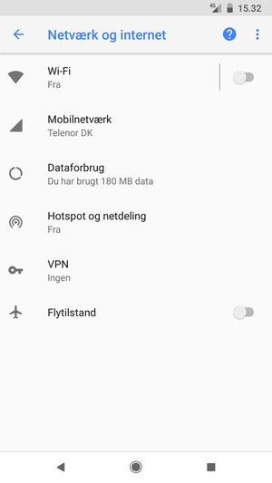 Vælg Hotspot og netdeling