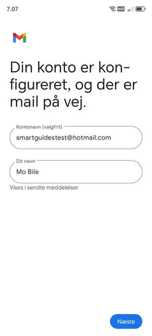 Giv din konto et navn og indtast dit navn. Vælg Næste