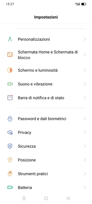 Scorri e seleziona Sicurezza