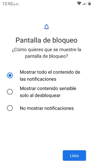 Seleccione la opción deseada y seleccione Listo