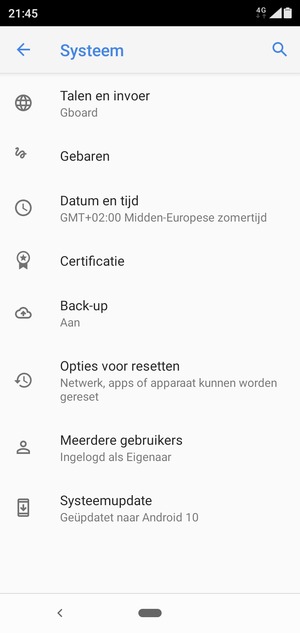 Selecteer Systeemupdate
