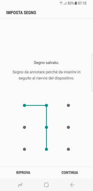 Disegna una sequenza di sblocco e seleziona CONTINUA