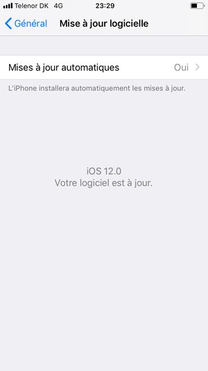 Si votre iPhone est à jour, vous verrez l'écran suivant.
