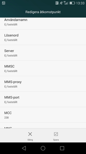Scrolla ner och ange MMS-information