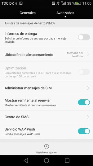 Desplácese y seleccione Centro de SMS