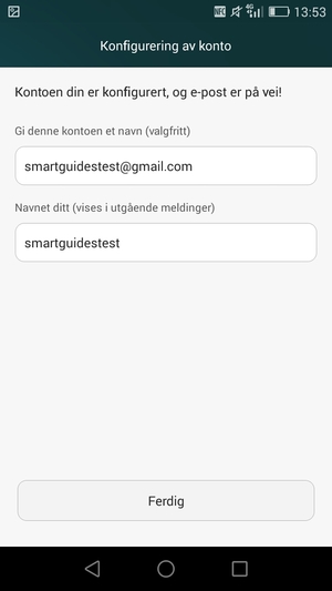 Gi kontoen din et navn, og skriv inn navnet ditt. Velg Ferdig