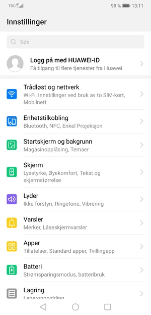 Velg Trådløst og nettverk