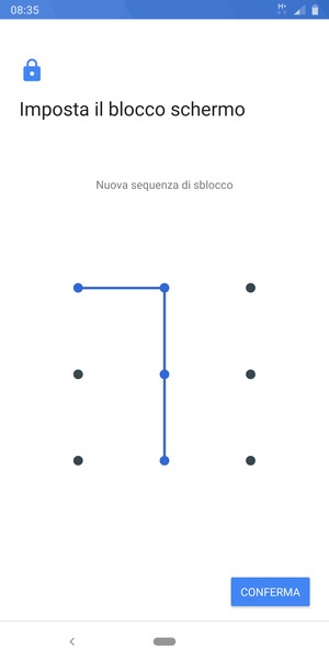 Disegna nuovamente la sequenza di sblocco e seleziona CONFERMA