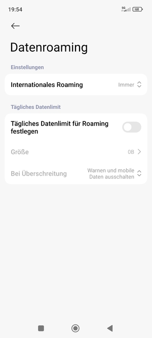 Wählen Sie Internationales Roaming