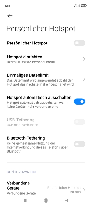 Wählen Sie Hotspot einrichten