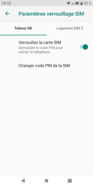 Sélectionnez Public puis Changer code PIN de la SIM