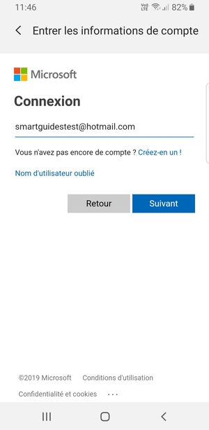 Saisissez votre adresse Hotmail et sélectionnez Suivant