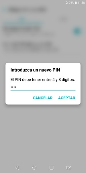 Introduzca su Nuevo PIN de tarjeta SIM y seleccione ACEPTAR