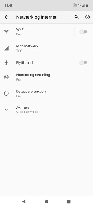 Vælg Mobilnetværk
