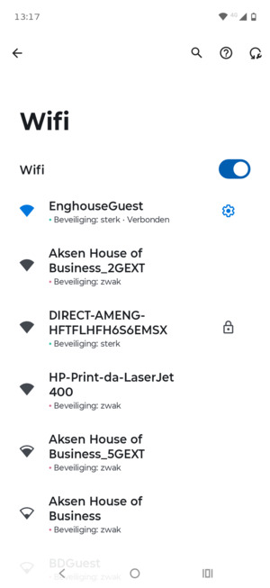 U bent nu verbonden met het WiFi-netwerk