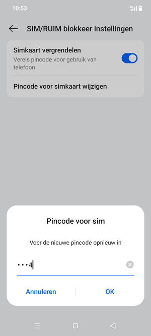 Bevestig uw nieuwe Sim-pincode en selecteer OK