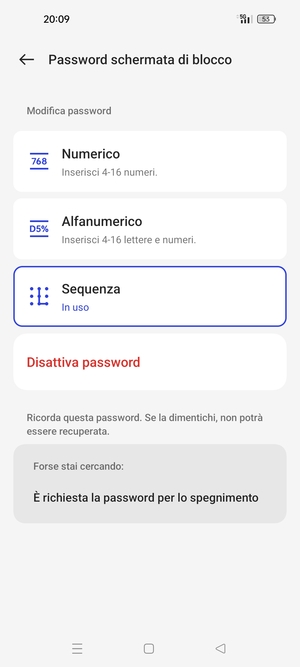 Il tuo telefono è ora protetto dal blocco schermo