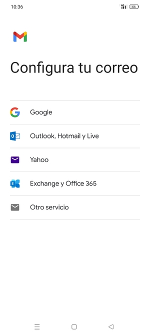 Seleccione Exchange y Office 365