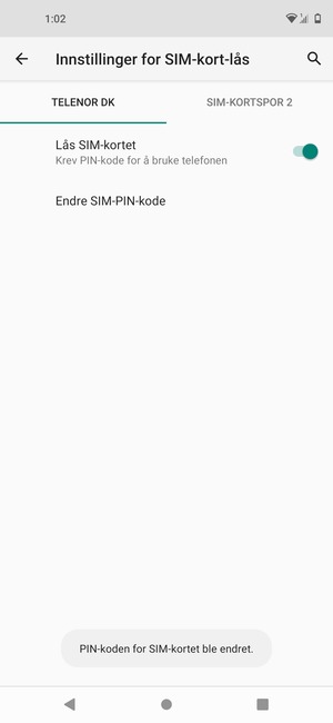 Din PIN-kode for SIM-kort er endret