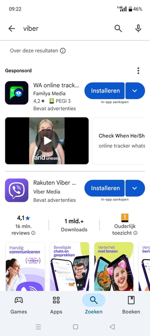Selecteer de app