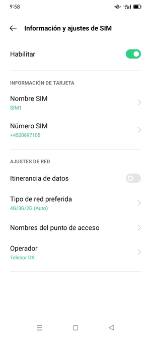 Para cambiar la red en caso de problemas de conectividad, seleccione Operador
