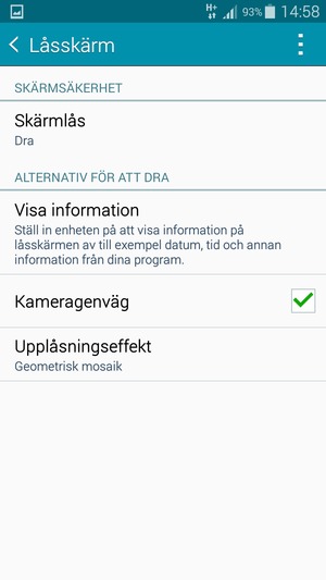 Välj Skärmlås