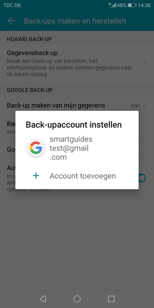 Selecteer uw back-up-account