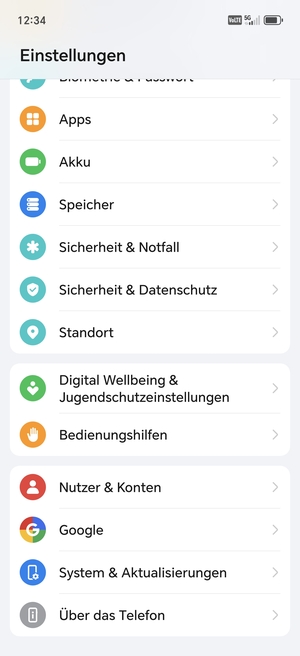 Scrollen Sie und wählen Sie System & Aktualisierungen