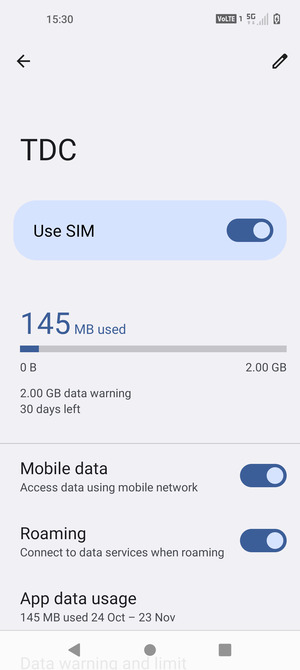 Turn Roaming on or off