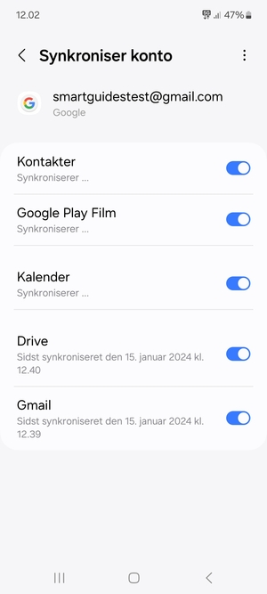 Dine oplysninger vil blive synkroniseret