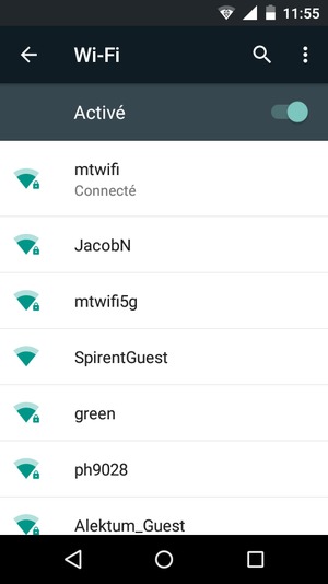 Vous êtes maintenant connecté au réseau Wi-Fi